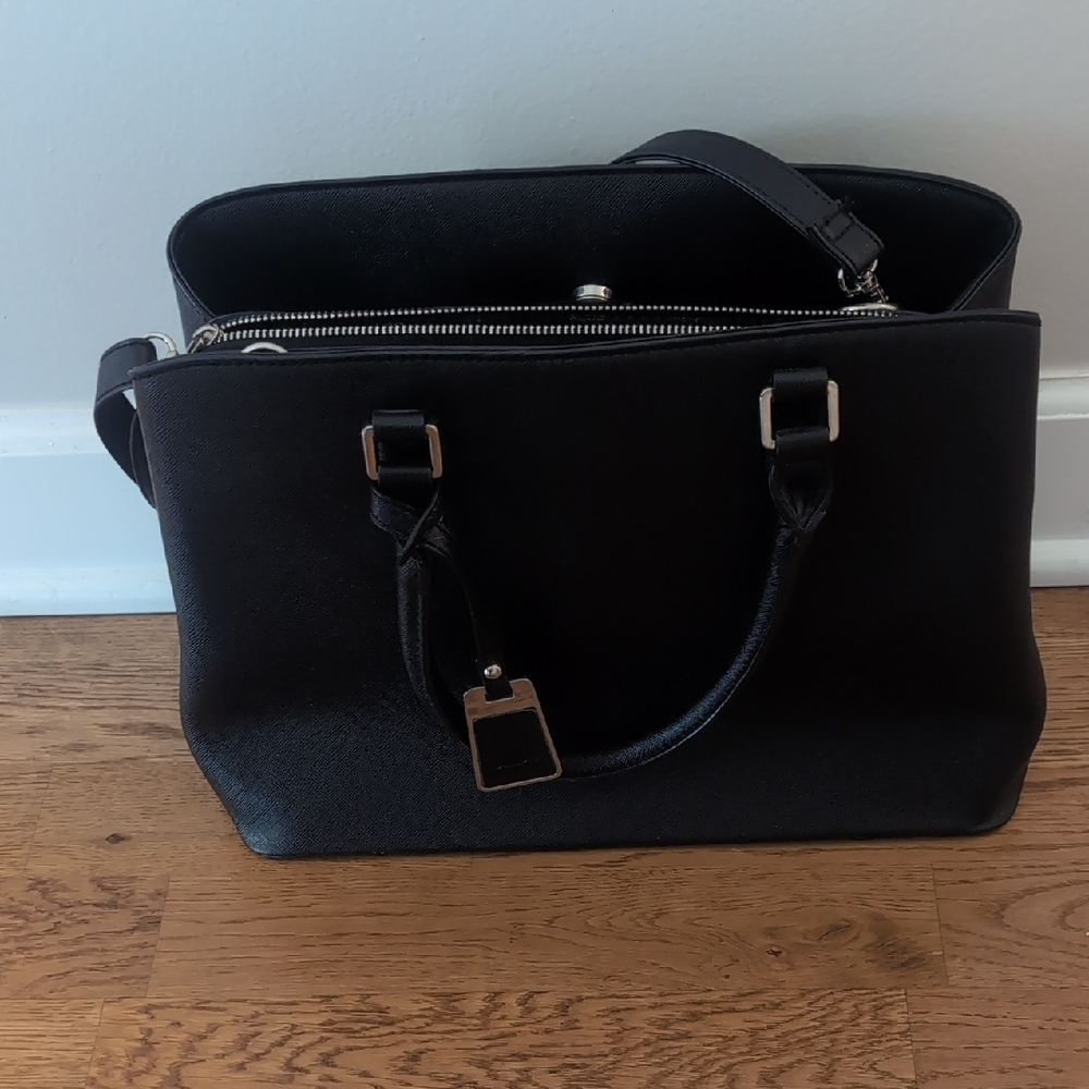 Aldo Black Quilted Bag with Silver Logo